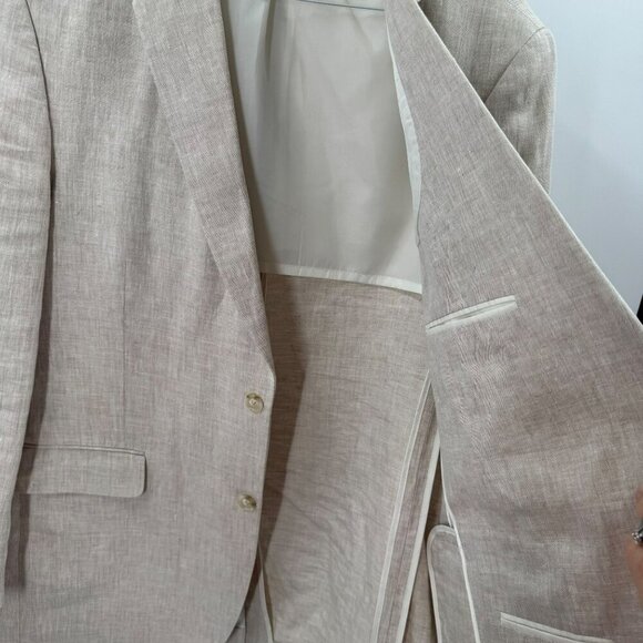 Palm Beach 1922 Mens 100% Linen Cream Blazer Size 44L Classic Two-Button Design - Picture 7 of 7